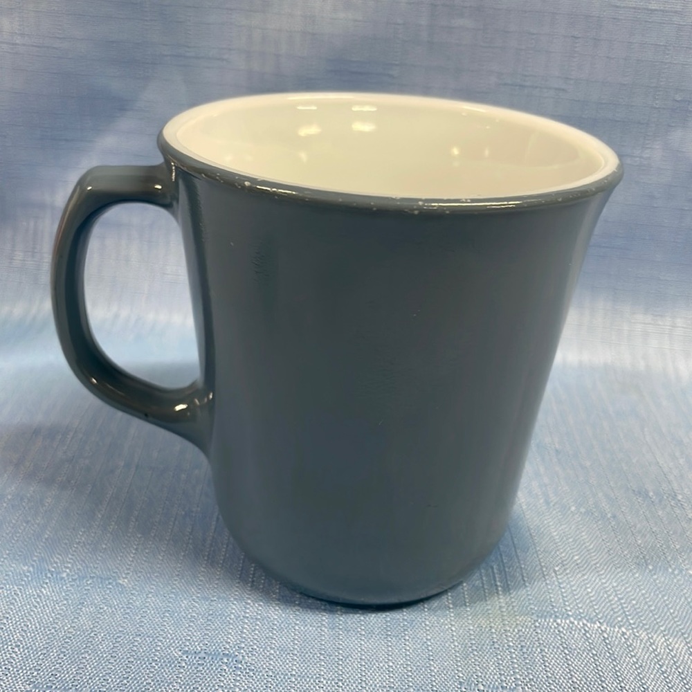 Pyrex milk glass with blue mug